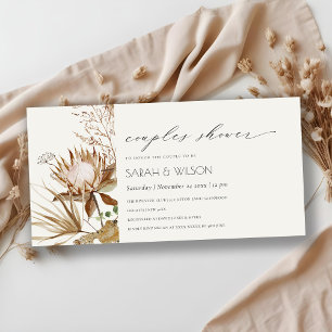 Boho Protea Dry Palm Floral Couples Shower Invite