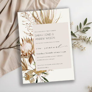 Boho Protea Dry Palm Floral Vow Renewal Invite