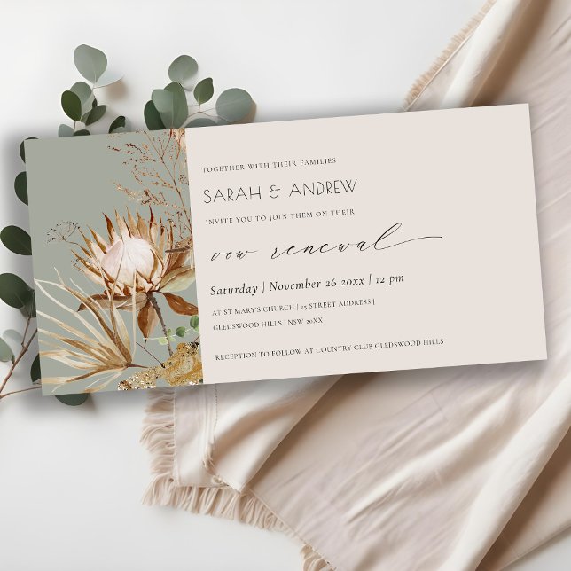 Boho Protea Dry Palm Floral Vow Renewal Invite (Creator Uploaded)