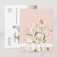 Boho Protea Pampas Grass Blush Save the Date Photo