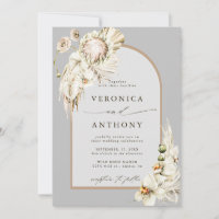 Boho Protea Pampas Grass Floral Grey Wedding
