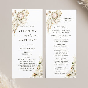 Boho Protea Pampas Grass Floral Wedding Ceremony  Programme