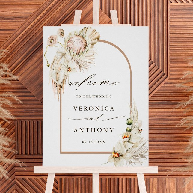 Boho Protea Pampas Grass Floral Wedding Welcome  Poster (Creator Uploaded)