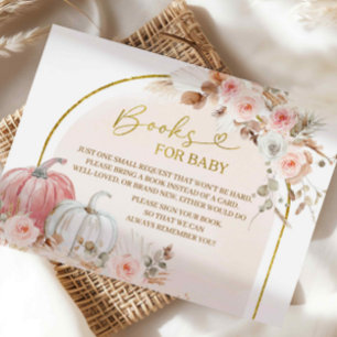 Boho Pumpkin Baby Shower books for baby card
