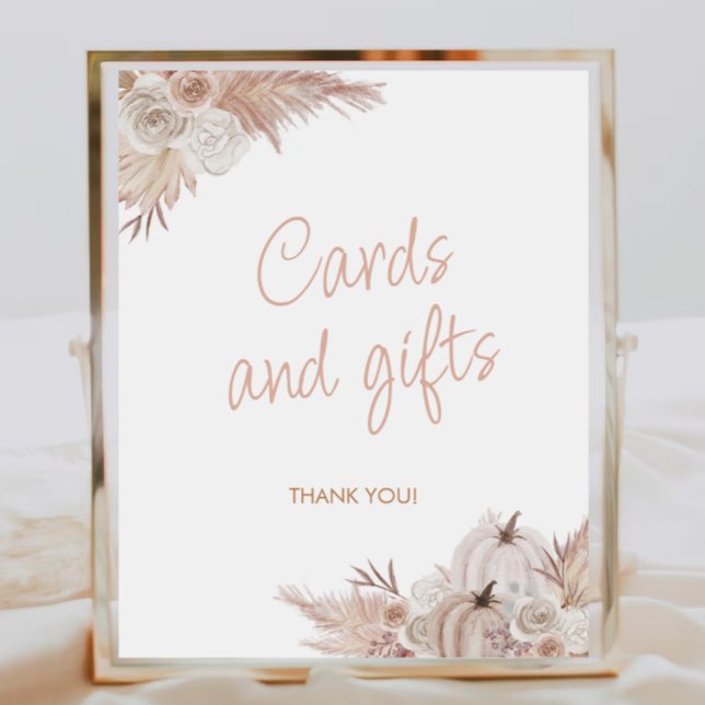 Boho Pumpkin Baby Shower Cards And Gifts Sign (Creator Uploaded)