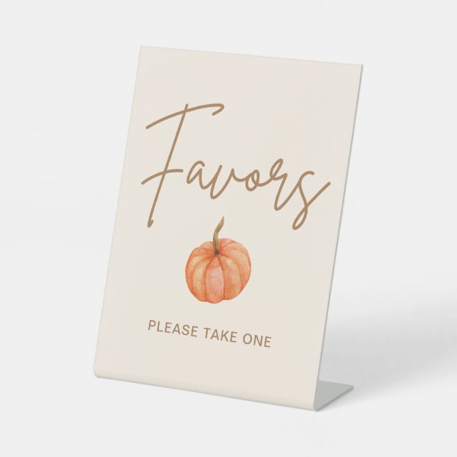 Boho Pumpkin Baby Shower Favour Pedestal Sign (Front)
