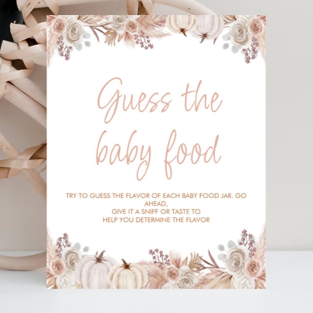 Boho Pumpkin Baby Shower Guess The Baby Food Sign (Creator Uploaded)