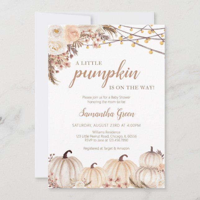 Boho Pumpkin Baby Shower Invitation (Front)