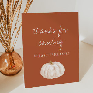 Boho Pumpkin Baby Shower Thanks for Coming Pedestal Sign