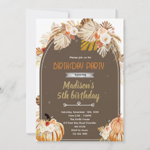 Boho Pumpkin Birthday Party Invitation