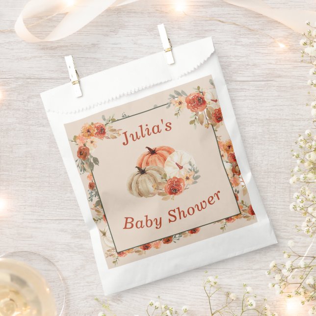 Boho Pumpkin Fall Autumn Foliage Baby Shower Favour Bags (Clipped)