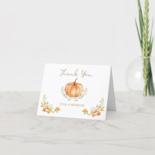 Boho Pumpkin Fall Autumn Foliage Baby Shower Thank You Card