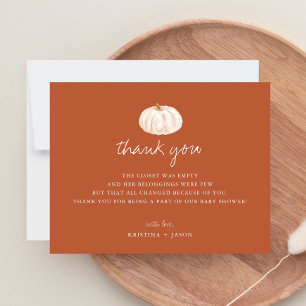 Boho Pumpkin Fall Baby Shower Thank You Cards
