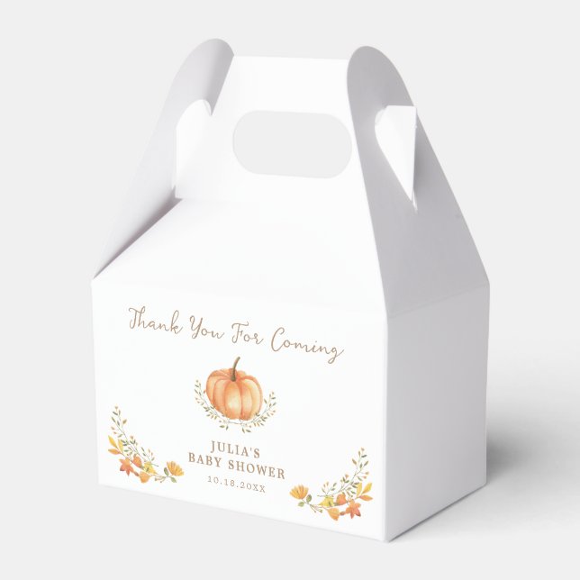 Boho Pumpkin Fall Foliage Baby Shower Favour Box (Back Side)