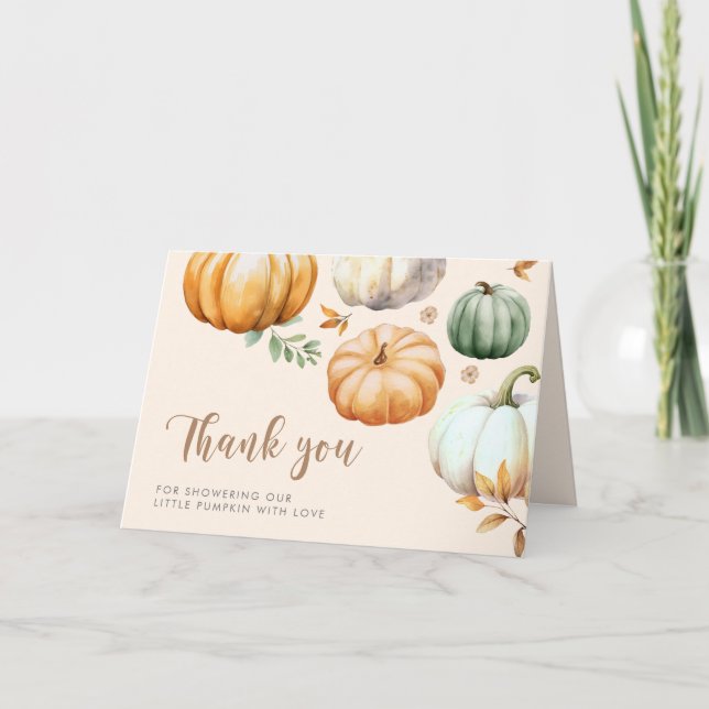 Boho Pumpkin Fall Foliage Thank You Card (Front)
