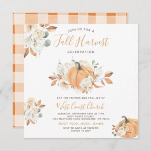 Boho Pumpkin Fall Harvest Party, Fall Community  Invitation