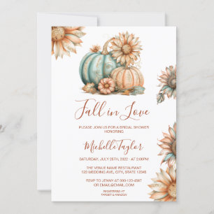 Boho Pumpkin Fall in Love Bridal Shower Invitation