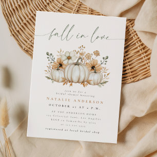 Boho Pumpkin Fall in Love Bridal Shower Invitation