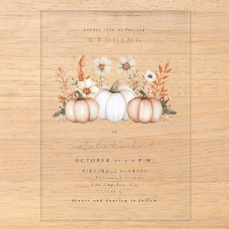 Boho Pumpkin Fall in Love Wedding Acrylic Invitations