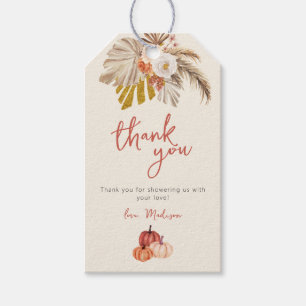 Boho Pumpkin Fall in Love with Baby Thank You Gift Tags