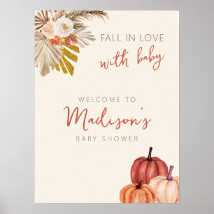 Boho Pumpkin Fall in Love with Baby Welcome Sign