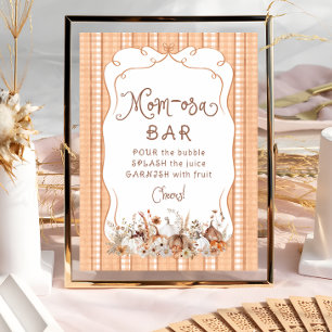 Boho Pumpkin Floral Baby Shower Mom-osa Bar Poster