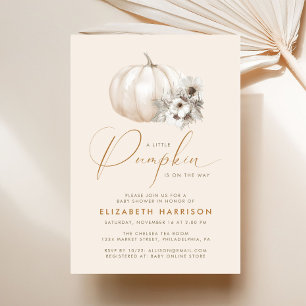 Boho Pumpkin Florals Watercolor Baby Shower Invitation