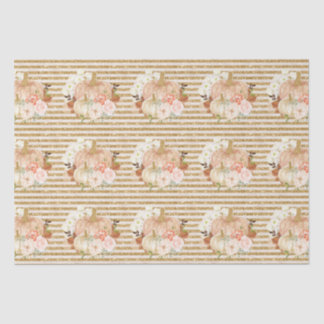 Boho pumpkin flowers gold glitter lines tissue paper