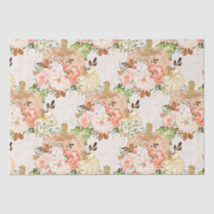 Boho pumpkin flowers polka dots tissue paper