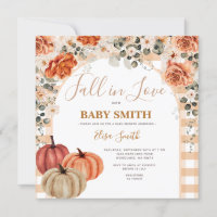 Boho Pumpkin Gingham Fall in love Baby Shower