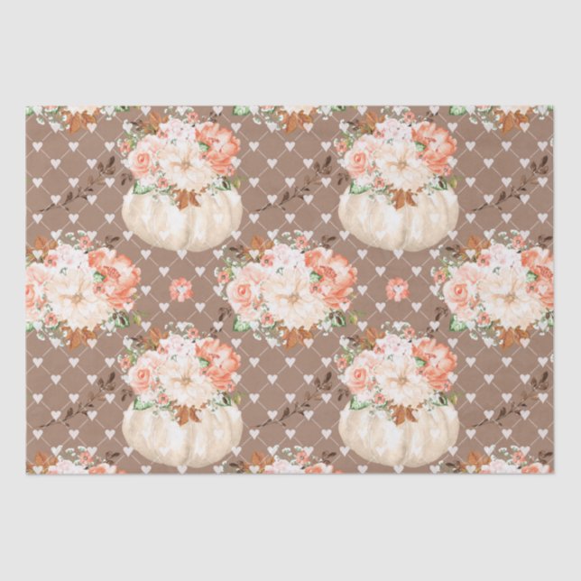 Boho pumpkin hearts flowers tissue paper (Front)