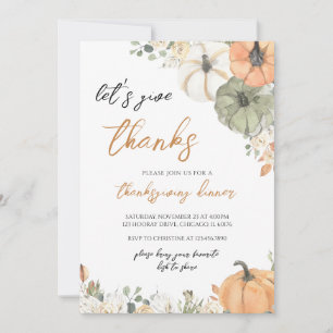 Boho Pumpkin Let's Give Thanks Invitation