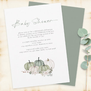 Boho Pumpkins Sage Green Baby Shower Invitation