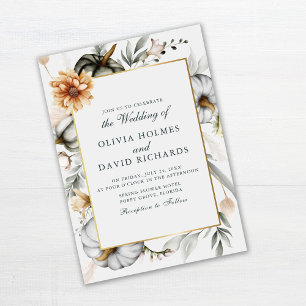 Boho Pumpkins with Wildflowers Wedding Invitation