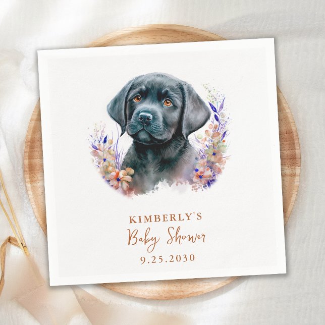 Boho Puppy Dog Modern Terracotta Baby Shower Napkin (Creator Uploaded)