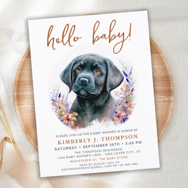 Boho Puppy Dog Terracotta Baby Shower Invitation Postcard (Creator Uploaded)