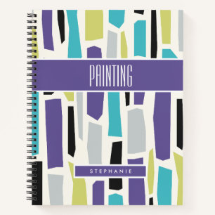 BOHO Purple Aqua Grey and Black Subject Notebook