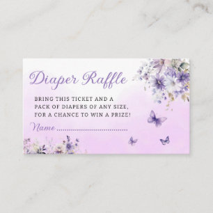 Boho Purple Butterfly Baby Shower Diaper Raffle Enclosure Card