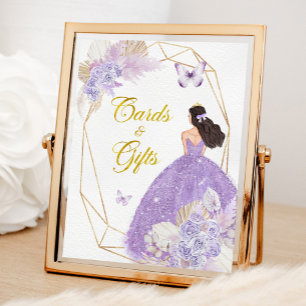 Boho Purple Butterfly Quinceañera Cards and Gifts Poster