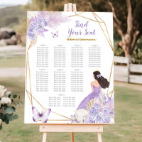 Boho Purple Butterfly Quinceañera Seating Chart