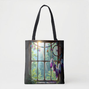 Boho Purple Dreamcatcher in Window Tote Bag