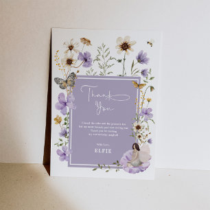 Boho Purple Fairy Wildflower Garden Girl Birthday Thank You Card
