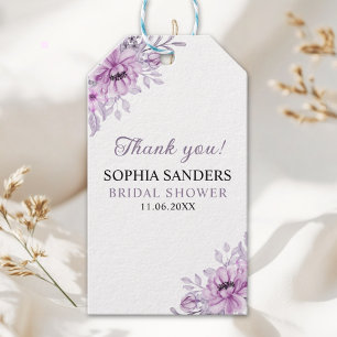 Boho Purple Floral Bridal Shower Stationery Gift Tags