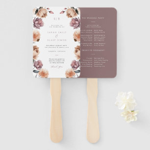 Boho Purple Floral Garden Wedding Program Hand Fan