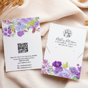 Boho purple floral logo jewellery earring necklace business card