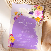 Boho purple floral pampas desert Bridal shower