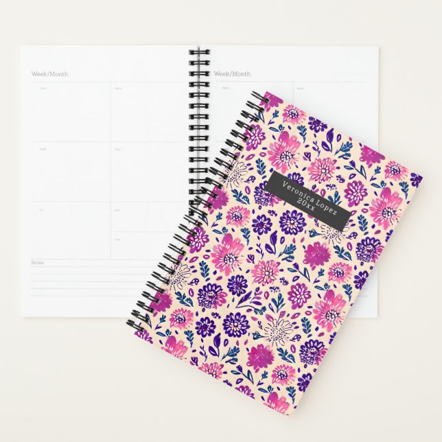 Boho Purple Floral Pattern Planner (Display)