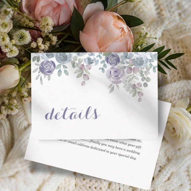 Boho Purple Floral QR Code Wedding Details Enclosure Card (Creator Uploaded)