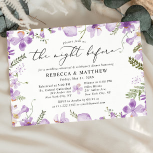 Boho Purple Floral The Night Before Wedding  Invitation