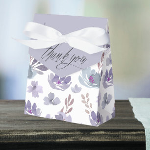 Boho Purple Floral Watercolor Wedding  Favour Box